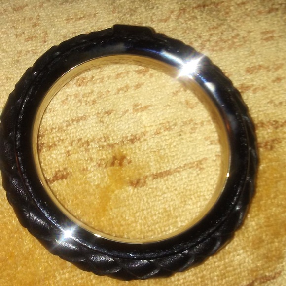 Michael Kors Collection Black Leather Bangle - Picture 2 of 3